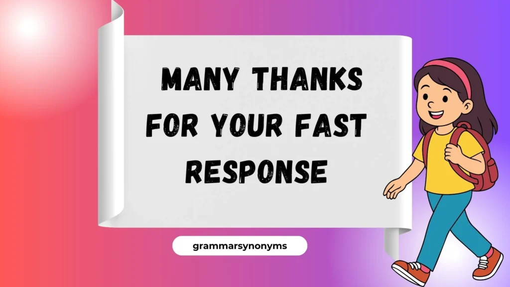  Many Thanks for Your Fast Response